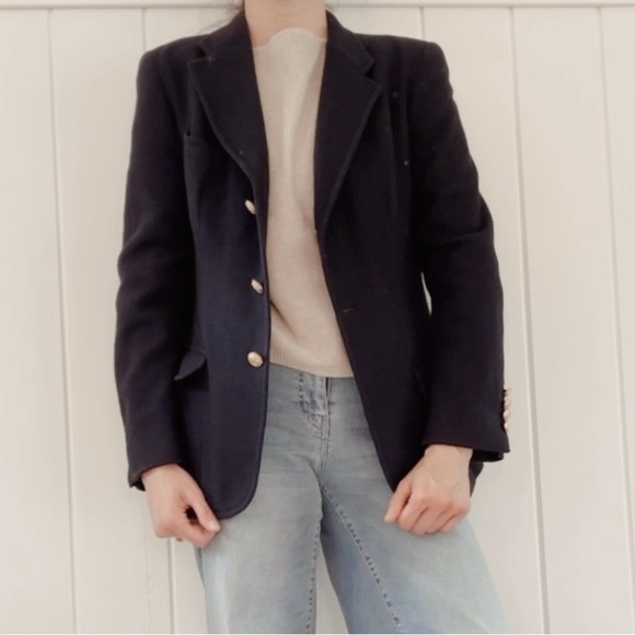 Vintage Sailor Jacket Navy Gold Women Small Medium Nautical Preppy Academia - Picture 2 of 12